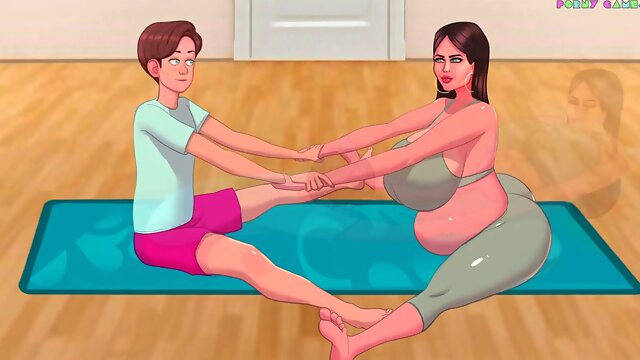Luxurious yoga session with a pregnant beauty in Sexnote by Jamliz