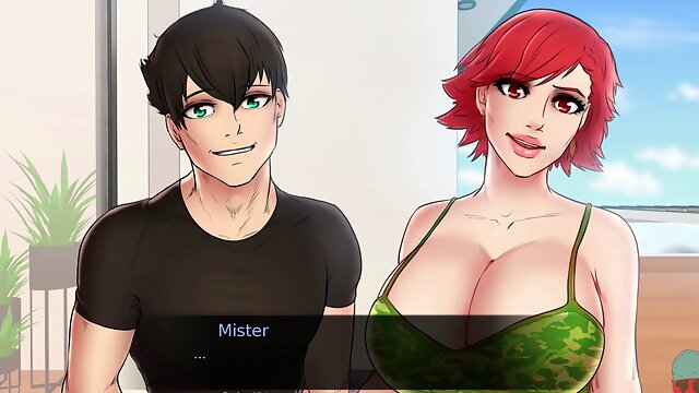 Visual novel gameplay featuring mommy queens and big boobs