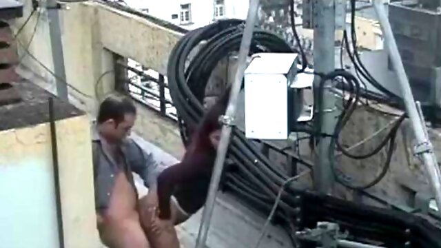 Ajx caught by a security cam on the roof: Blowjob, Amateur  Milf Porn