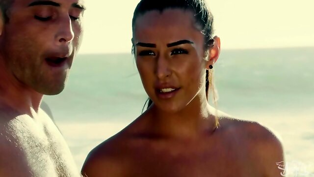 Cums In His Ass, Beach Shemale, Small Cock, Missionary, Passionate