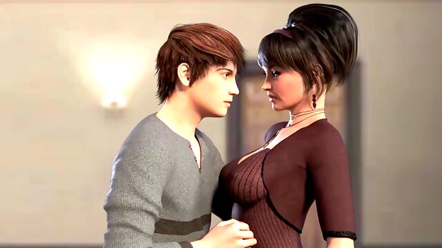 Hot mom with big boobs gets steamy in public with passionate kisses