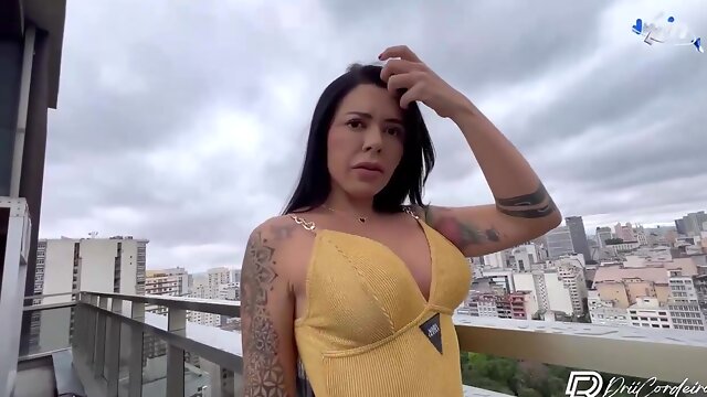 Amateur mummy Morena safada gets raw with neighbor on balcony - super-steamy XXX porn!