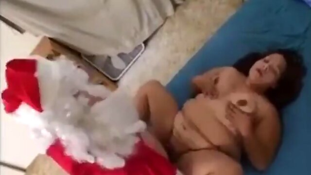 Fat chick fucks around with Santa: Big Tits, Blowjob  Amateur Porn