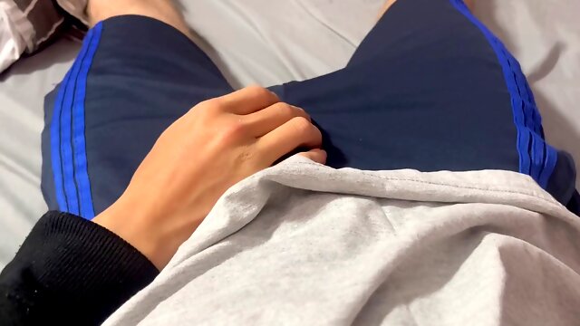 Teen 18+ asian plays with straight best pals penis in couch and help cum