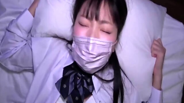 Petite Asian teen Rina Hatsume with a tight pussy caught in a cute uniform