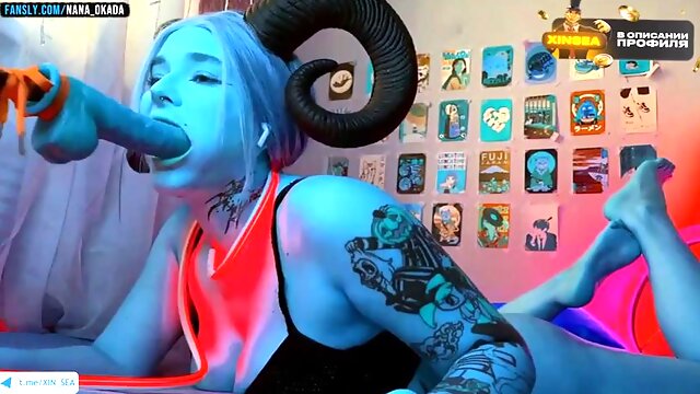 Avatar Cosplay, Deep Throat Blowjob From A Blue Beauty by XINSEA: Porn