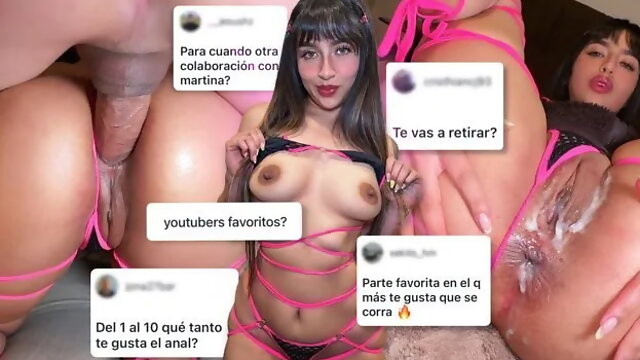 Answers Questions from Her Followers while They Pound Her Tight Asshole and C...