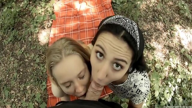 Lucky Guy Gets Sucked And Fucked Outdoors In The Woods