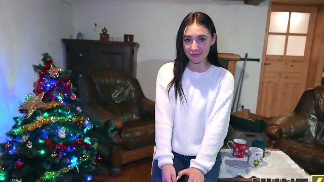 Pervert guy screwed brunette Emma Evans with his huge cock