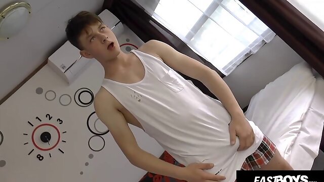 Handsome teenage guy hj his big dick