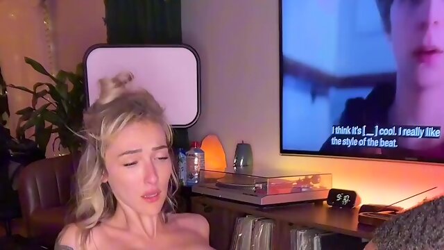 Netflix & Chill With Blonde Bimbo And Big Black Cock