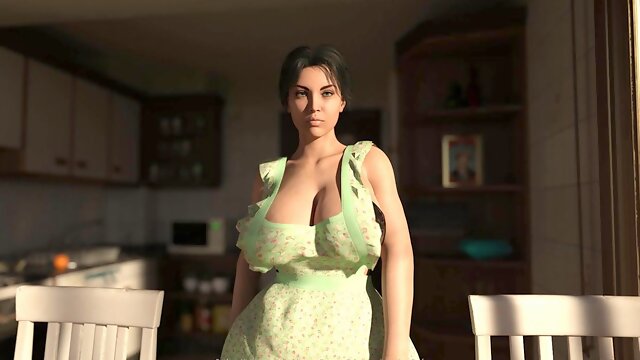 Cartoon 3D Sultry Housewife And Her Construction Worker