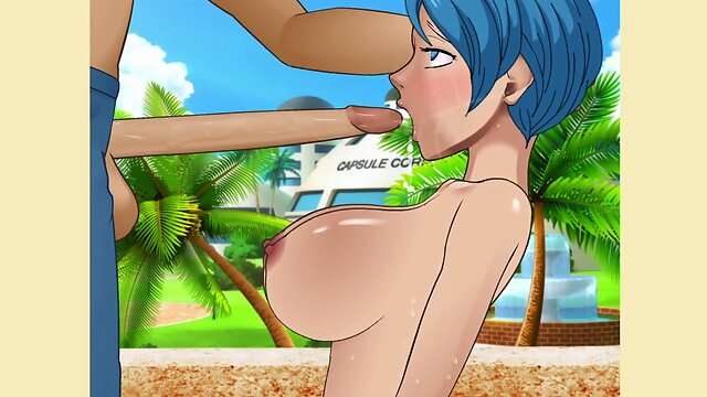 Bulma cheating milf slut with meaty milk cans can’t stop herself from deep throating his massive cock - SDT