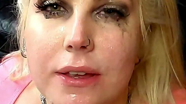 Blonde Bimbo in Spit Slap Throat - Deep Throat, Face Fuck, Spit