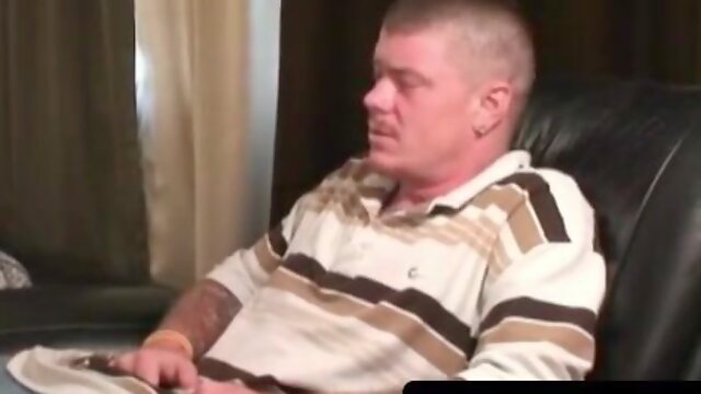 Mature man disrobes naked and pops from milking