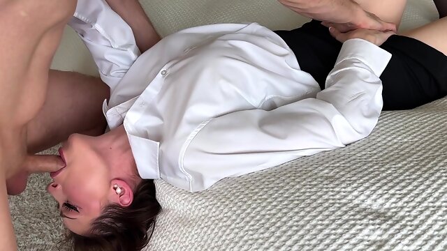 Sexy Office-lady Satisfies Her Hunger Sucking Her Lovers Cock & Getting CIM During Her Lunch Break