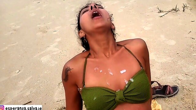 I bang my Indian stepsister during family vacation and she uses my cum as sunscreen