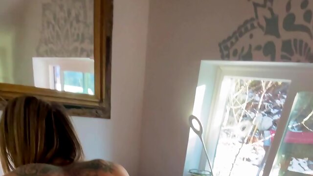Morning creamy POV fuck with teen tattooed American babe