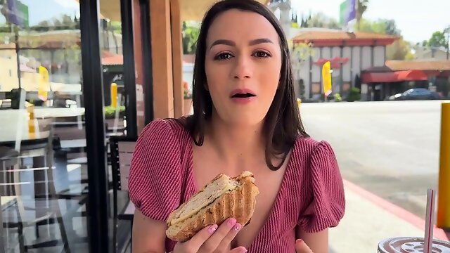 Sexy brunette teen outdoor masturbation