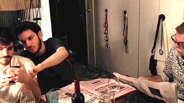 Young grandson gives his grandpa an inexperienced blowjob in public