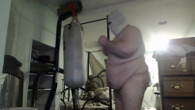 FatAssSmallDick punches punching bag