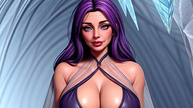 Crystal cover queens - Curvy Purple-haired Goddesses in a Frozen colon