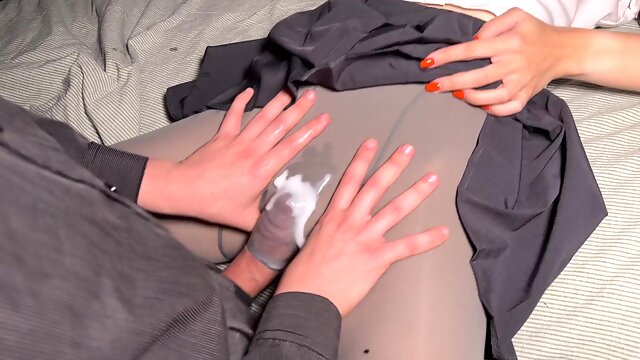 My classmate begs for tearing her tights and destroy her pussy