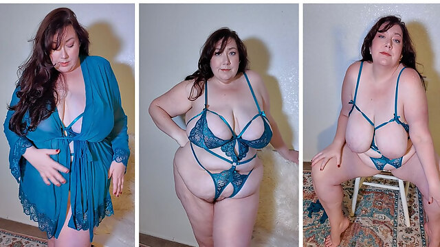 Sexy Plump Brunette BBW MILF Shows off Curves in Lingerie
