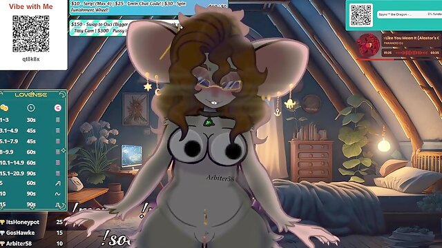 Vtuber Raina_love plays with her fluffy toys on stream