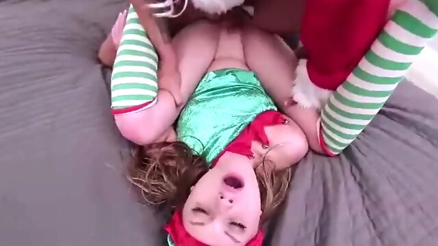 Little young little small elf screwed by santa claus