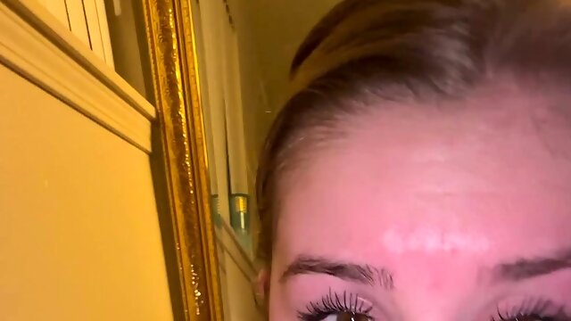 Cute blonde teen girlfriend awesome POV blowjob