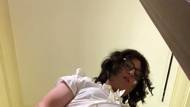 Brunette Crossdresser, Shemale, French, Public, Sissy