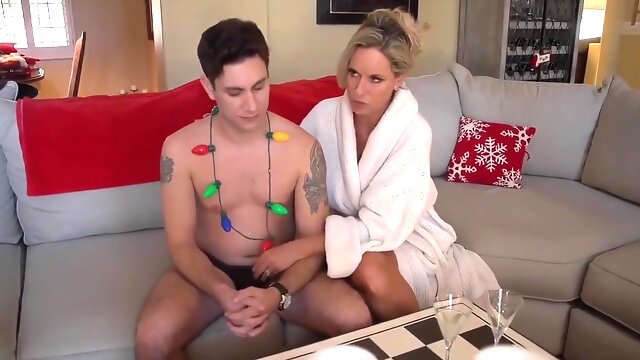 Cougar Loses A Game And Gives A Sloppy Blowjob To Her Stepson