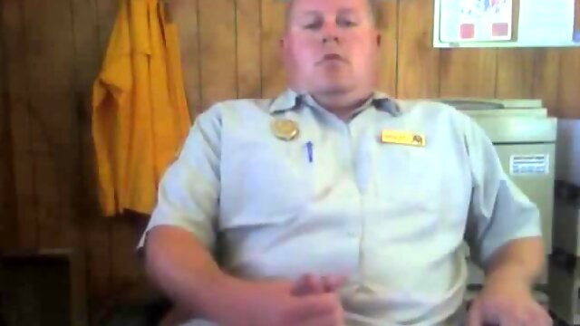 Wolf Security Guard Jerks at Work and Blows a load Rock-hard