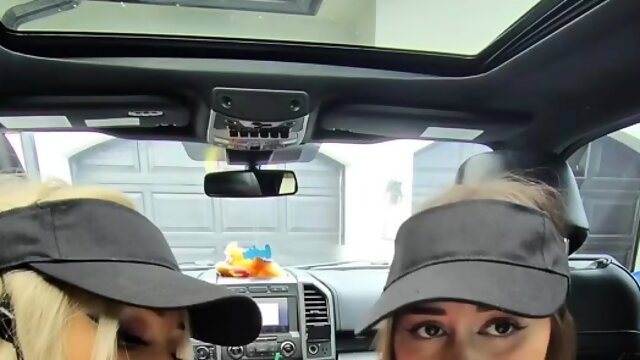 Double handjob service provided by busty babes in uniform