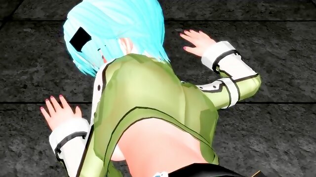 Sinon gets grabbed in this MMD clip