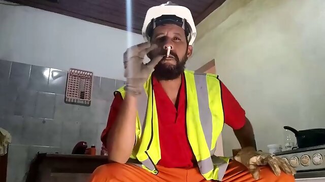 Construction worker Stink Hairymale gets off solo in a uniform