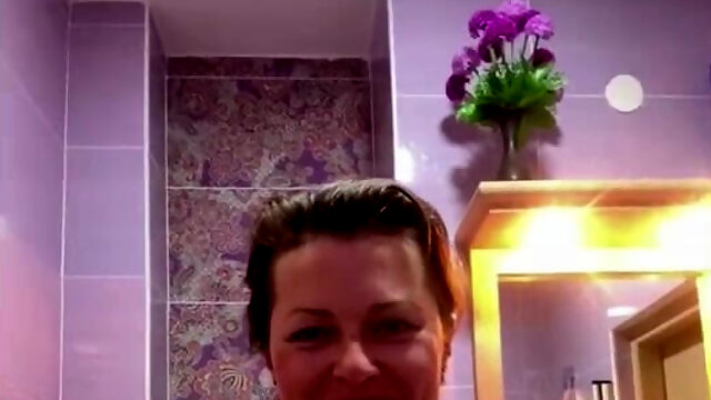 Cute MILF Peeing a Lot and Finger Her Butt Hole in Bathroom,homemade.