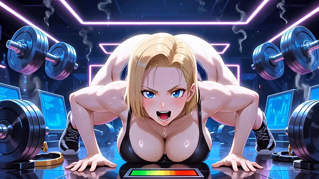 Android 18 Hentai Gym Tease - Big Tits Bounce Huge Ass Dirty Talk
