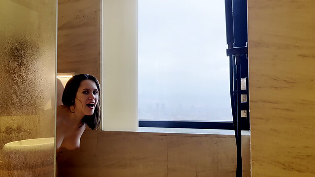 19 Year Old College Girl Fucks in Shower Behind the Scenes After First Porn Casting