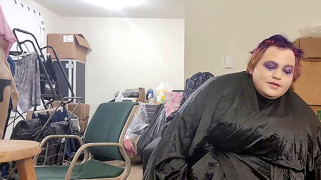 MOLLY is enjoying herself fondling her goods dancing to soiree music in her nice satin dress.