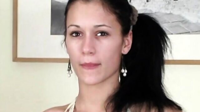 Sensual solo masturbation with a long-haired brunette Evey