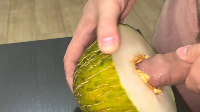 Funbag wants to FUCK and I give her prick all the way down - Fruit nail Sex with fruits food cumshot on food