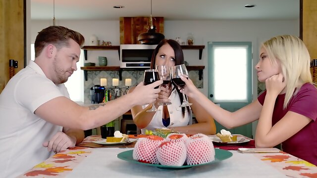 Two milfs and a guy in an intense threesome sex session