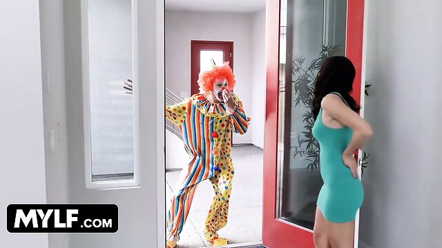 Mylf - Beautiful Milf Pissed Off By Clown She Hired For Being Late & Rides His Cock