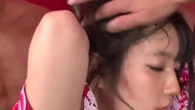 Dirty Japanese super-bitch Chiharu gives a blowjob and is creampied in her kimono - Hottest Japanese xxx!