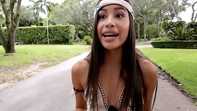 Cute Teen Girl Pocahontas Halloween Neighbor Fuck