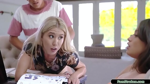 Stepbro fucks his stepsis latina bestie