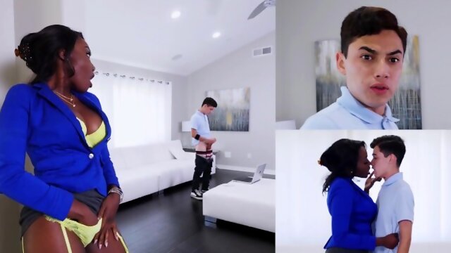 BANGBROS - Black Stepmom Osa Lovely Catches Juan El Caballo Loco Wanking His White Willy