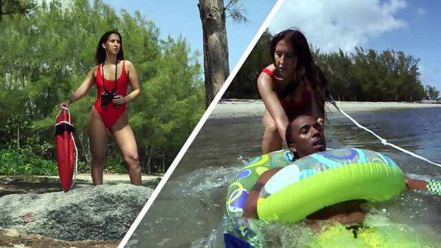 BANGBROS - Latina Lifeguard Valerie Kay Rescues A Big Black Cock